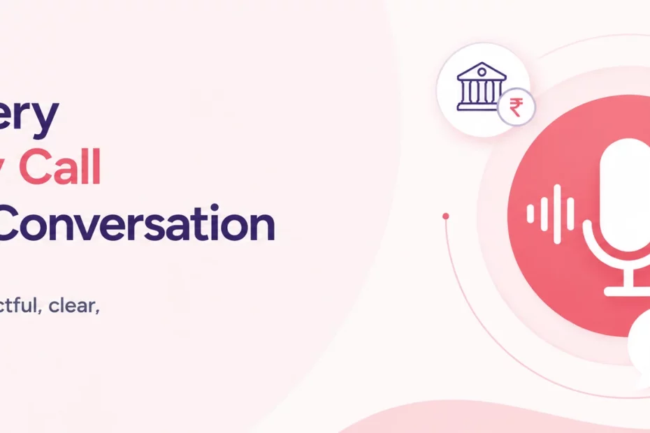 Banner promoting better recovery calls: text says 'Make Every Recovery Call a Better Conversation' with a pink/red microphone icon on the right and chat icons surrounding it.